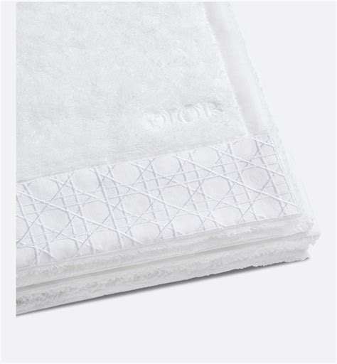 Hand Towel White Woven Cannage Band .